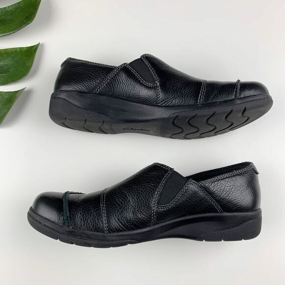 Clarks Cheyn Inca Loafers Slip On Black Leather Comfort Cushion Soft Women's 7 - Picture 8 of 10
